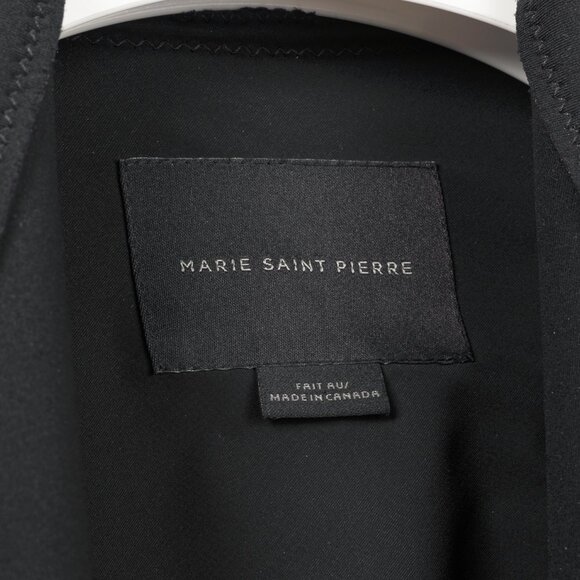 Marie Saint Pierre Black Neoprene Open-Front Ruffle-Pocket Coat - Picture 7 of 9